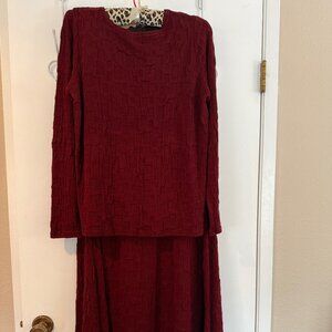 Cut Loose Sweater Set – Top & Skirt – Burgundy, Size Large NWOT